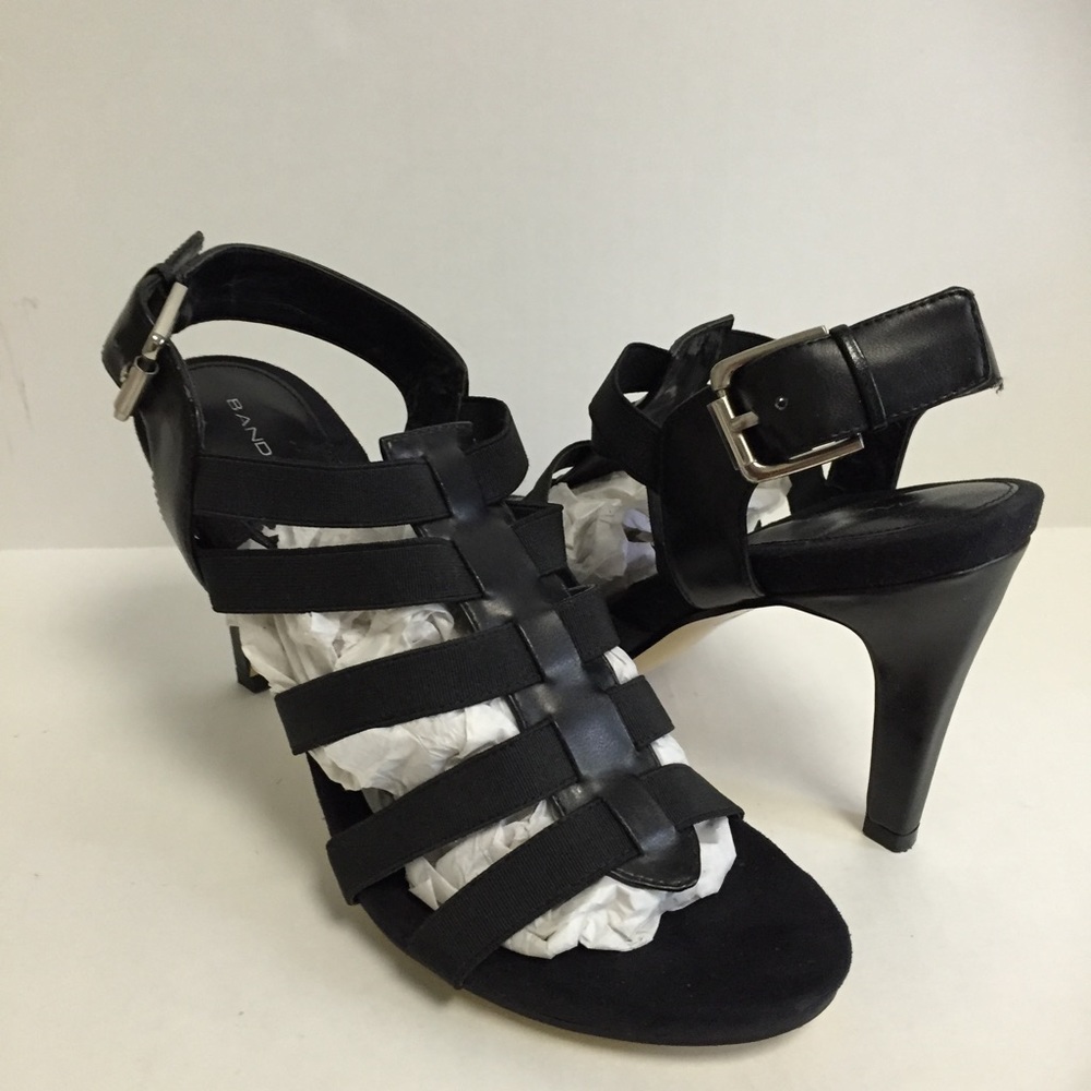 Bandolino Black Strap Sandals Heels 8M